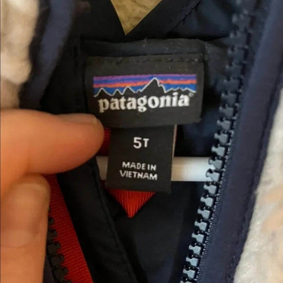 Patagonia Kids Sherpa Fleece Jacket - Cream and Navy